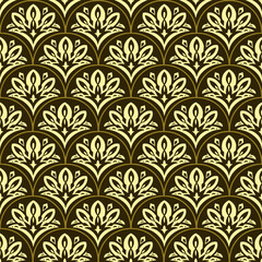 Ethnic Scallop Seamless Pattern Boho Design Ornament, Indian Folk Vector for Fabric Textile wallpaper