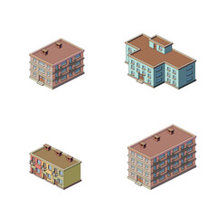 Set of isometric buildings, vector illustration.