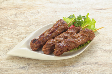 Beef kebab skewer minced meat