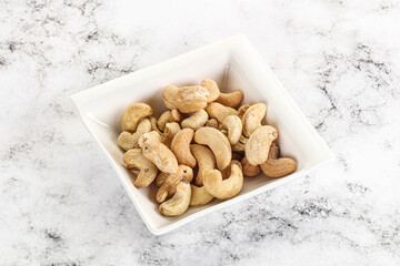 Cashew nuts heap in the bowl