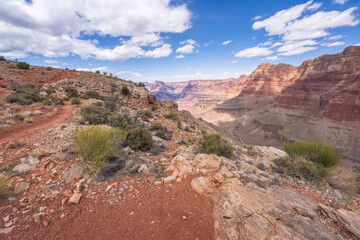 hiking the tanner trail in grand canyon national park, arizona, usa