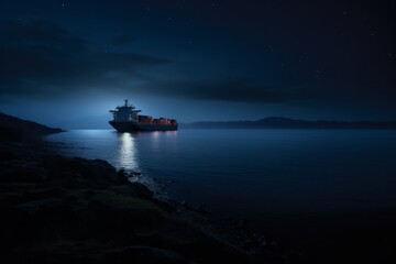 cargo ship on the sea - obrazy, fototapety, plakaty