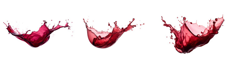 Set of red wine splash isolated on a transparent or white background