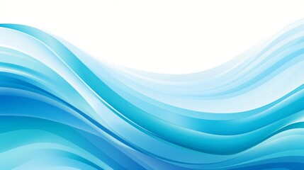 Cartoon Ocean Wave, Pool Party and Beach Travel Illustration. Blue, Teal, Turquoise. Wavy Web Banner, Watercolor Backdrop, Copy Space