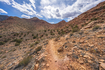 hiking the tanner trail in grand canyon national park, arizona, usa