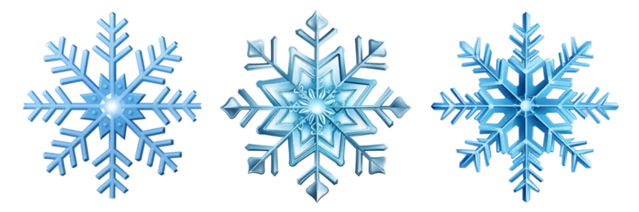 Fotobehang Set of snowflake Emoji Cold Icons isolated on a transparent or white background © Nayan