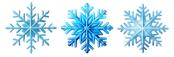 Set of snowflake Emoji Cold Icons isolated on a transparent or white background