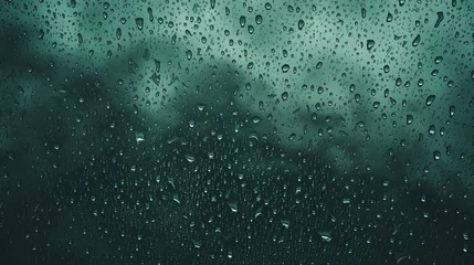 Fotobehang rain drops on glass window, texture © Den b+f