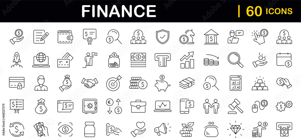 Aufkleber finance set of web icons in line style. money and payment icons for web and mobile app. money, payme