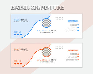 Creative business email signature template or email footer and personal social media cover 
templates with two colors.