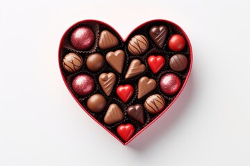 heart shaped box of chocolate on studio background