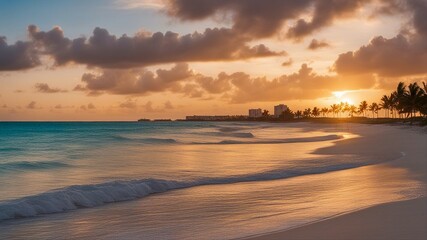 Fototapeta na wymiar sunset at the beach sunrise over beach