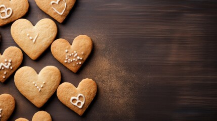 heart shaped cookies on the table, close up view, valentines day background