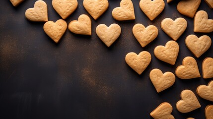 Fototapeta premium heart shaped cookies on the table, close up view, valentines day background