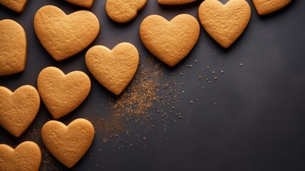 Obraz premium heart shaped cookies on the table, close up view, valentines day background