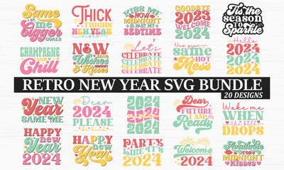 Retro New Year EPS Bundle Retro design