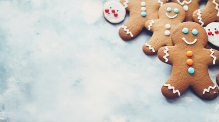Obraz premium Christmas cookies and decorations for christmas tree on a white wooden background.