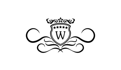 Luxury shield with crown Logo W