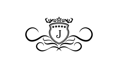 Luxury shield with crown Logo J