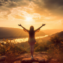 silhouette of a women in sunset