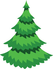 Christmas tree. Evergreen tree. Christmas and New Year celebration concept. Cartoon style.transparent, png, illustration