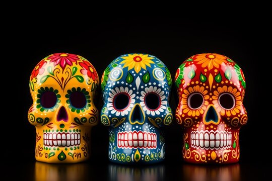 Mexican painted skulls