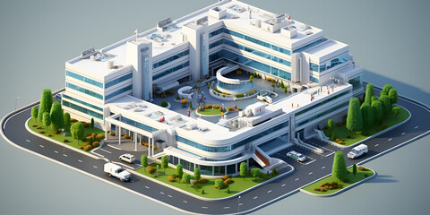 3d isometric city building on a white background. 3d render, Creating a 3D Isometric City. Generative AI - obrazy, fototapety, plakaty