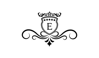 Luxury Monogram shield with crown Logo E