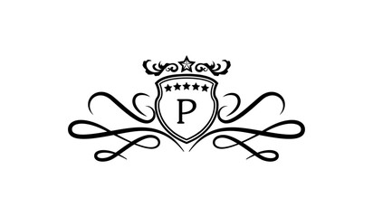Monogram shield with crown Logo P