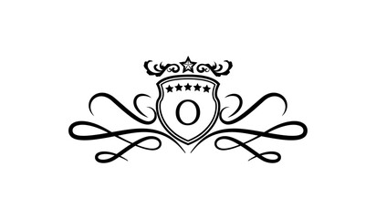 Fototapeta premium Monogram shield with crown Logo O