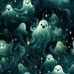 ghosts seamless pattern 