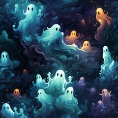Fototapeta na wymiar ghosts seamless pattern 