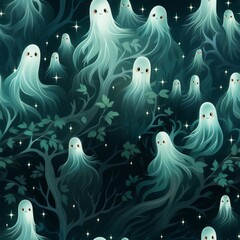 Fototapeta na wymiar ghosts seamless pattern 