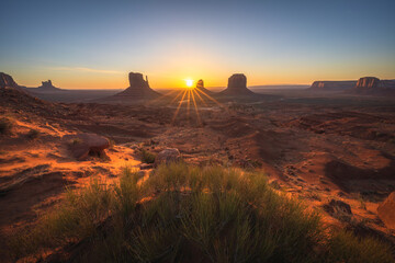 sunrise over monument valley, arizona, usa - obrazy, fototapety, plakaty
