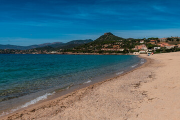 Fototapeta na wymiar Landscape with Plage du Sagnone, Corsica island, France