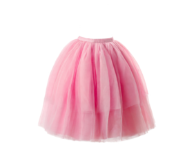 Pink puffy tulle skirt isolated cutout on transparent