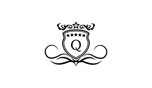 heraldic shield with crown Logo Q