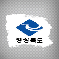 Flag of North Gyeongsang from brush strokes.  Republic of Korea. Flag North Gyeongsang of South Korea on transparent background for your web site design,  app, UI. Stock vector.  EPS10.