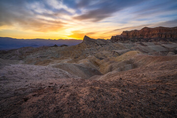 sunset at zabriskie point in death valley national park, california, usa - obrazy, fototapety, plakaty