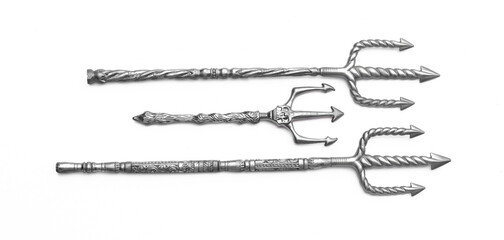 Silver Tridents isolated on white background