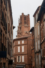Architecture of the red brick Sainte Cécile cathedral in Albi, France