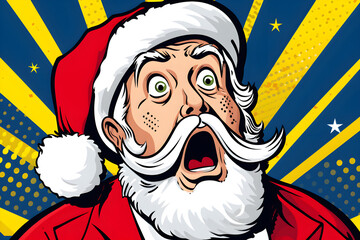 Santa scared face comics illustration