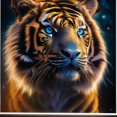 A radiant, celestial tiger with fur that glows with the luminescence of cosmic energy5
