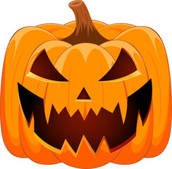 Pumpkin on white background. The main symbol of the Happy Halloween holiday. Orange pumpkin with smile for your design for the holiday Halloween.