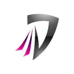 Black and Magenta Glossy Letter D Icon with Tails