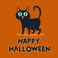 Happy Halloween Black cat  for t-shirt design 