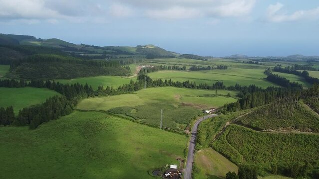 Azzorre Sao Miguel landscape aerial view