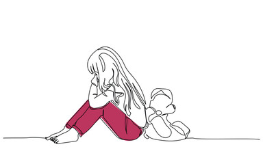 International day of girl child line art. Asian girls in traditional dresses. Young toddler. Cool dress for girls. Trendy dressing of young kids. Fashionable stylish girl line art vector art postcard