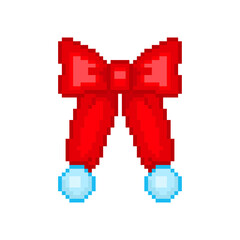 Pixel Illustration of a red Christmas ribbon