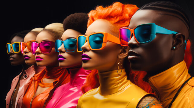 A group of punk girls, rocking their style and sporting sunglasses, headed out for a night of fun.